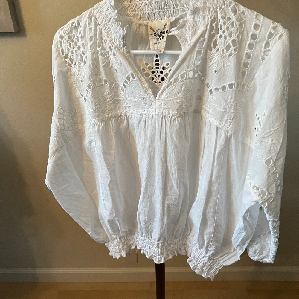 Cotton Rye Embroidered White Blouse